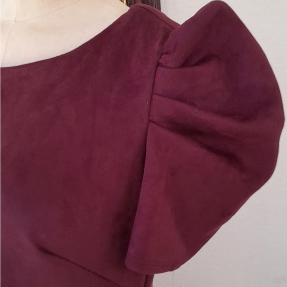 Shelby & Palmer Faux Suede Burgundy Dress - Picture 2 of 8